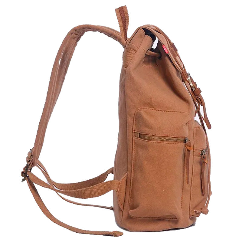 Mochila Masculina de Lona e Detalhes em Couro Legítimo Trip Class