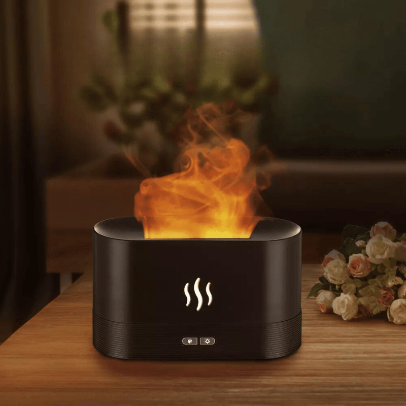 Difusor de Aroma com Efeito em Chamas Fragrance Flame Preto Elégora