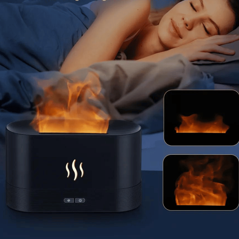 Difusor de Aroma com Efeito em Chamas Fragrance Flame Preto Elégora
