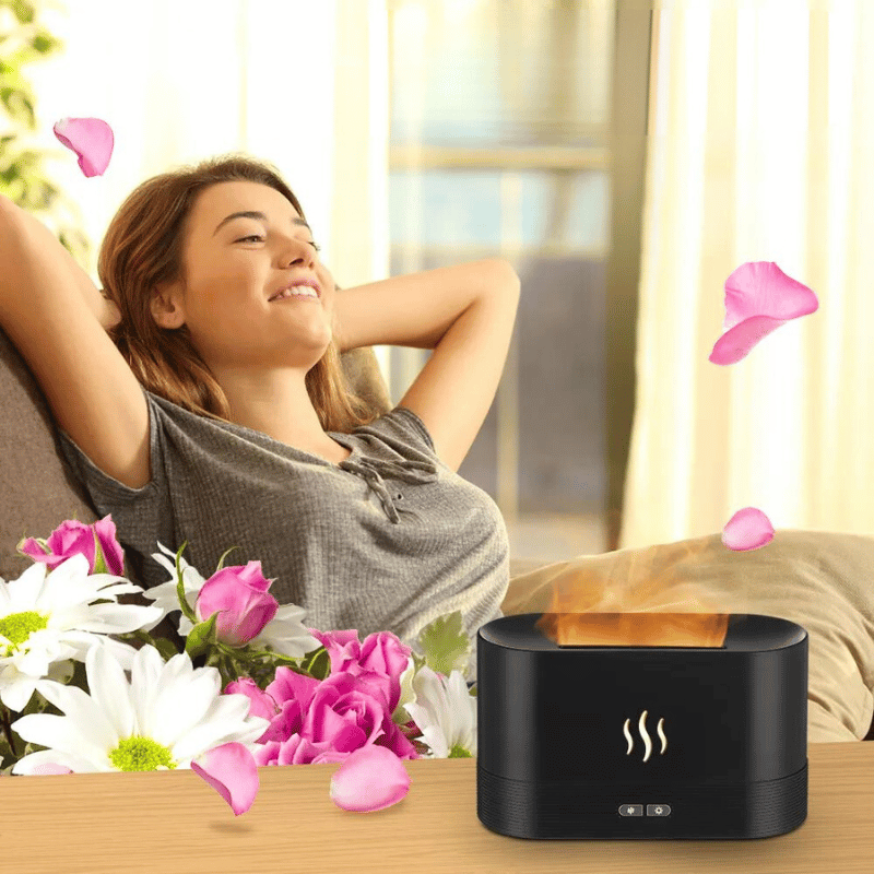 Difusor de Aroma com Efeito em Chamas Fragrance Flame Preto Elégora