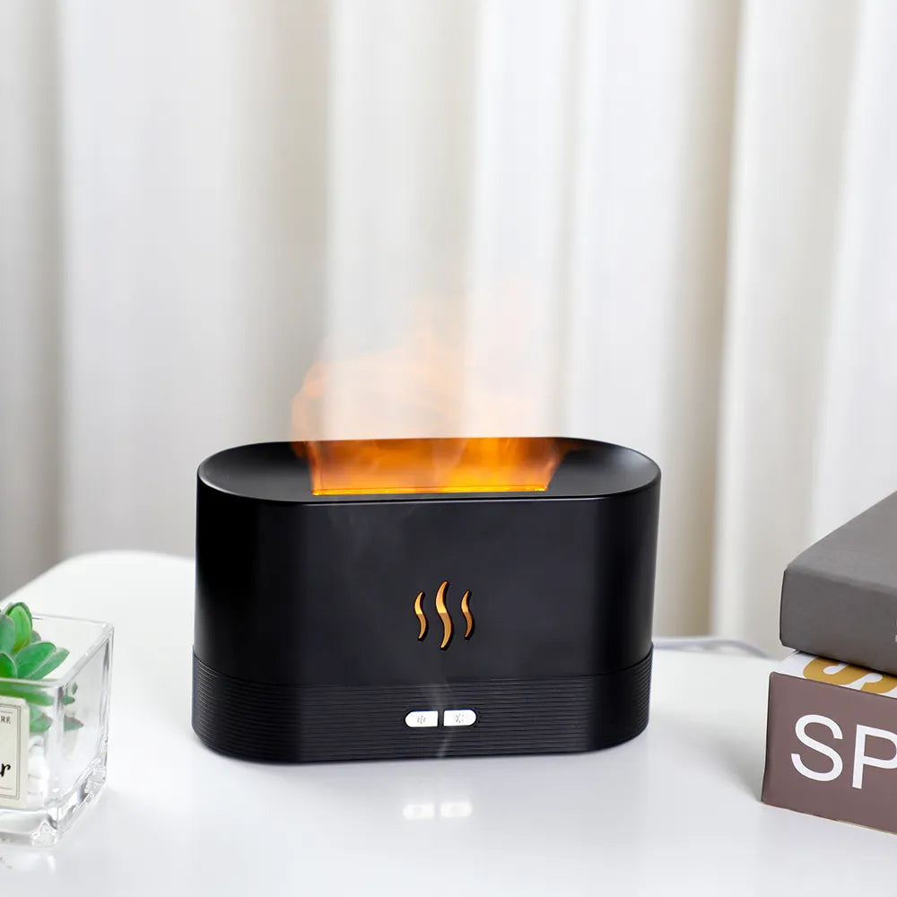 Difusor de Aroma com Efeito em Chamas Fragrance Flame Preto Elégora