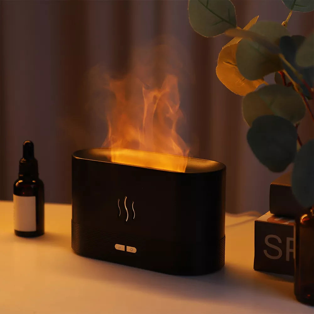 Difusor de Aroma com Efeito em Chamas Fragrance Flame Preto Elégora