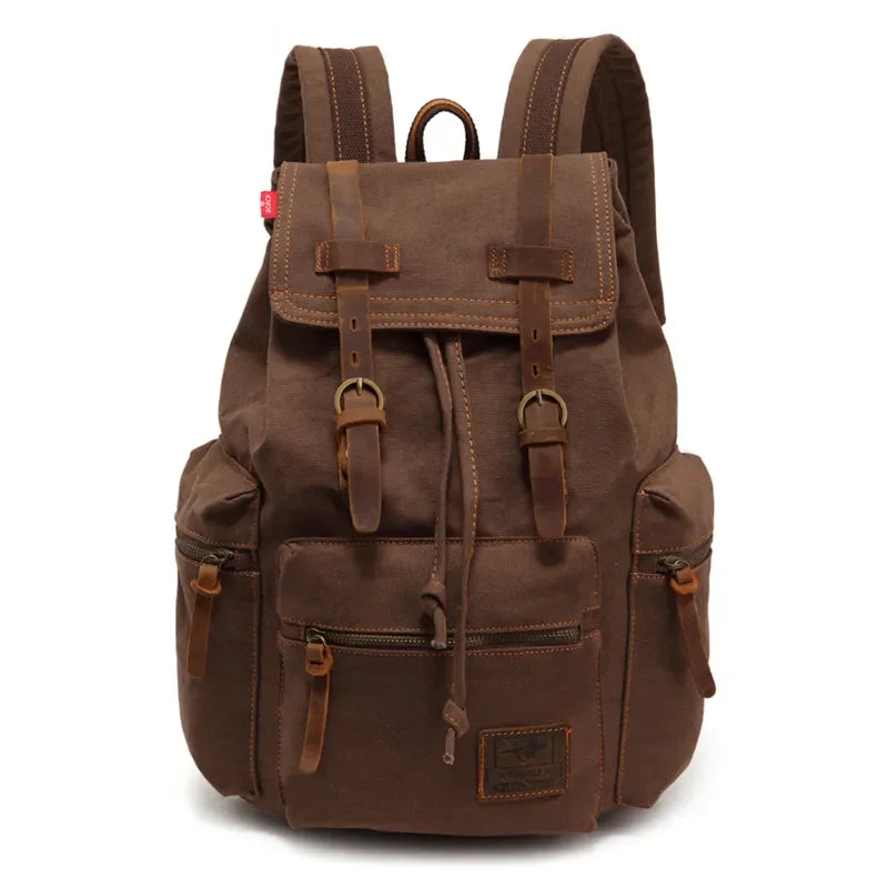 Mochila Masculina de Lona e Detalhes em Couro Legítimo Trip Class