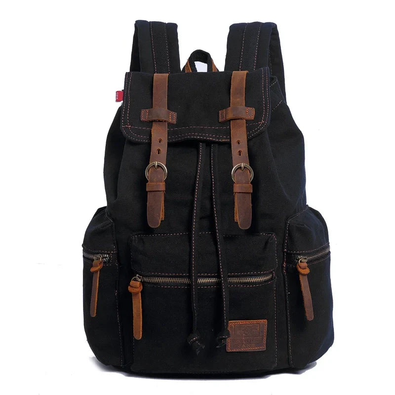 Mochila Masculina de Lona e Detalhes em Couro Legítimo Trip Class
