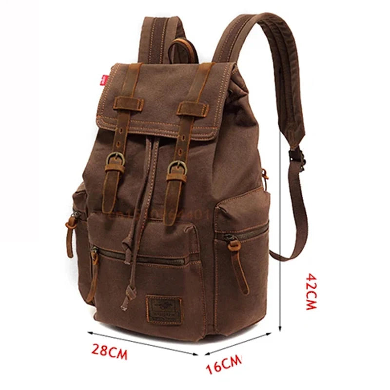 Mochila Masculina de Lona e Detalhes em Couro Legítimo Trip Class