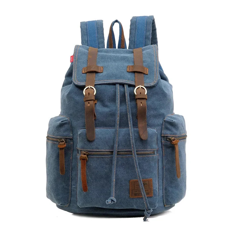 Mochila Masculina de Lona e Detalhes em Couro Legítimo Trip Class