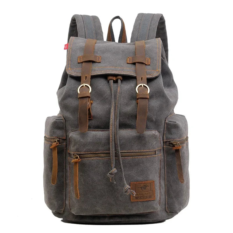 Mochila Masculina de Lona e Detalhes em Couro Legítimo Trip Class