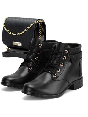 Botinha Bota Feminina Coturno Confortável + (BOLSA TIRA COLO DE BRINDE)