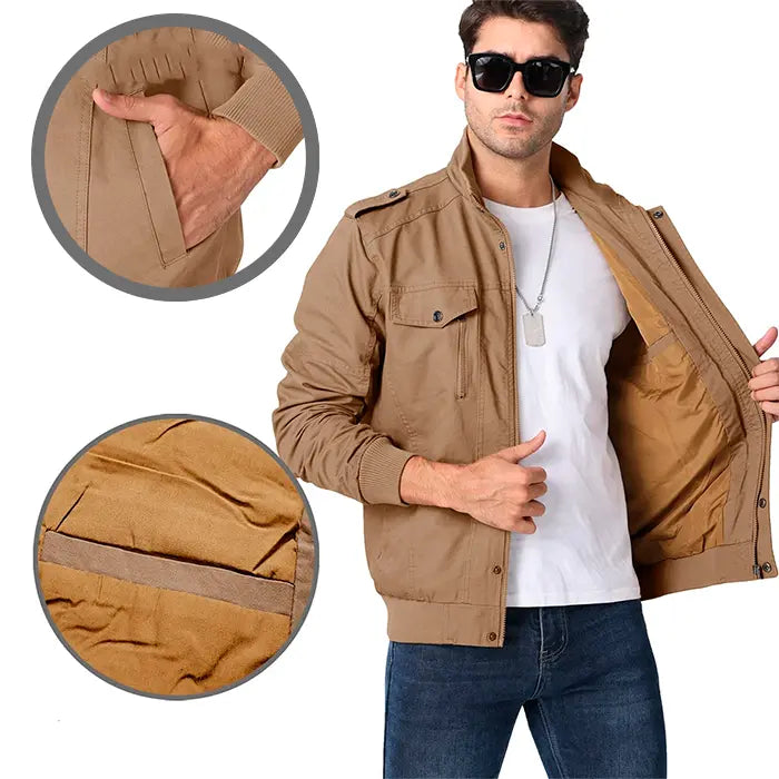 Jaqueta Masculina Retrô com Zíper para Inverno